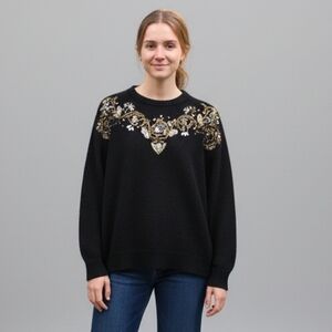 Vintage Alfred Dinner Embroidered And Beaded Black Sweater Size 2x
